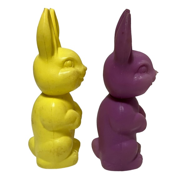 Vintage Easter Bunny Soft Plastic Blow Mold Candy Container Lot of 2 - Picture 4 of 8